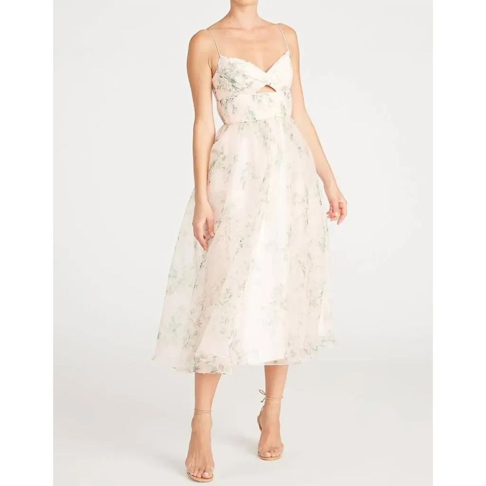NWT ML Monique Lhuillier Dress Womens 8 Blush Floral Cherry Blossom Midi $495